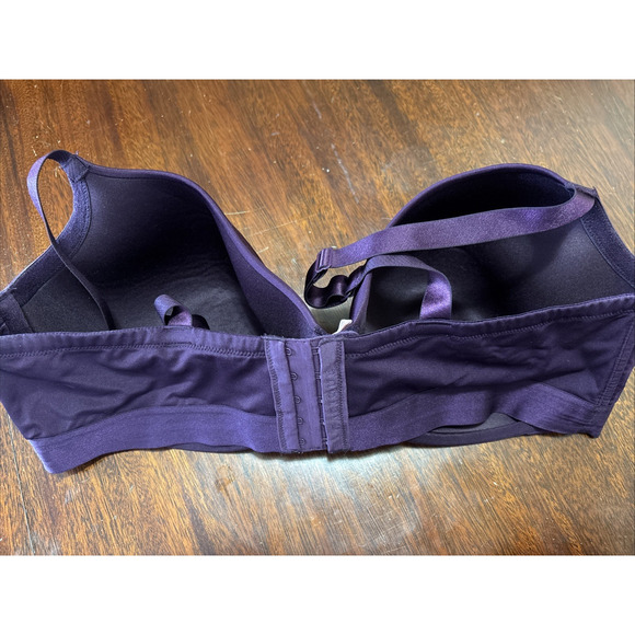 Lane Bryant Cacique Bra Size 42DDD Lightly Lined Balconette Purple Satin Wired - Picture 2 of 9